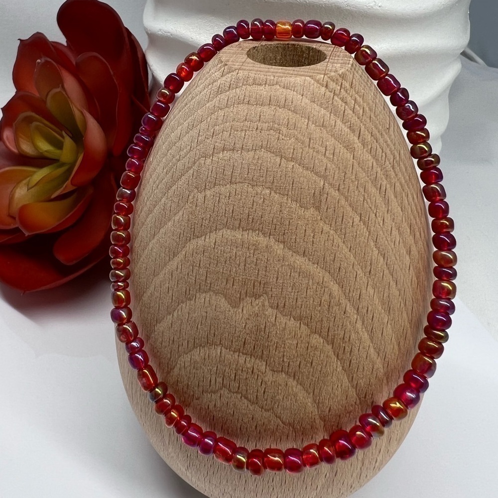 STRETCH Beaded Anklet Red Rainbow - Picture 13 of 13